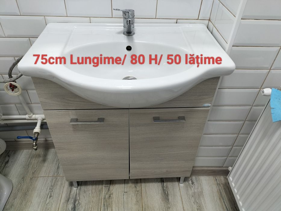 Chiuvetă baie cu baterie și dulap