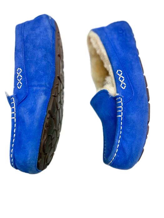 UGG Ansley mocasini damă piele întoarsă albastru electric + blană naturală | papuci premium confort iarnă | EU 38