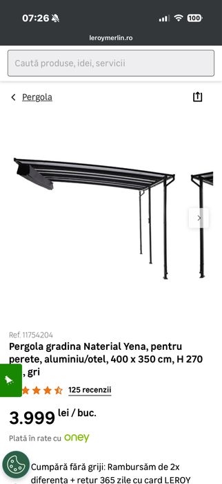 vand pergola/copertina naterial