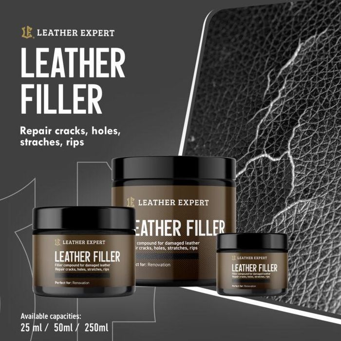 кит/филър за кожа leather filler черен за поправка на щети и ...