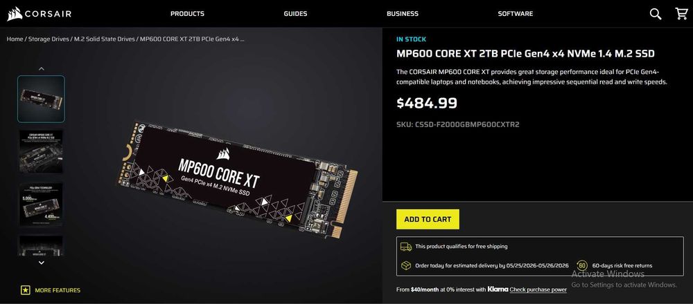 Нов 2 TB SSD Corsair MP600XT Gen4 PCIe x4 NVMe M.2 с 5 години гаранция