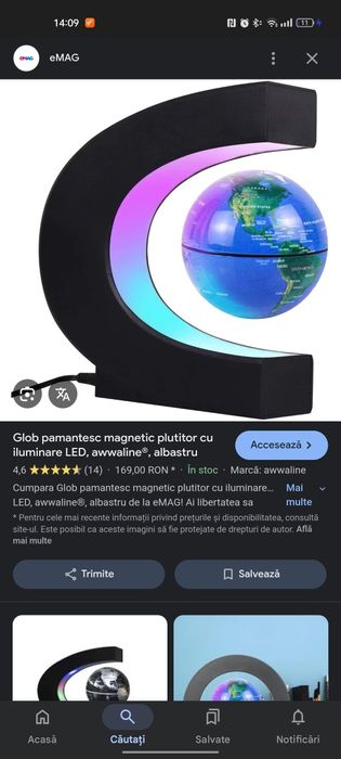 Glob pământesc magnetic plutitor cu LED