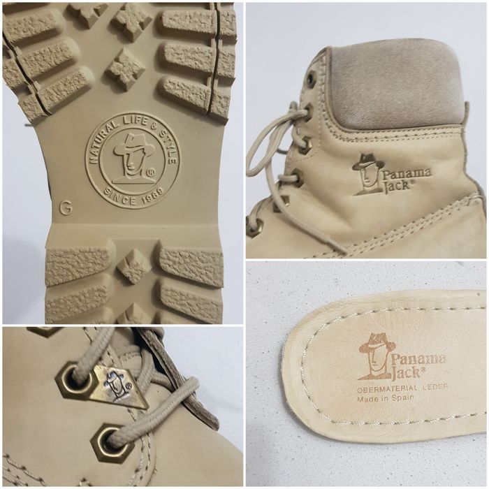 Ghete Panama Jack din piele naturală bej Nubuk, bocanci unisex clasici, mărimea 41 EU
