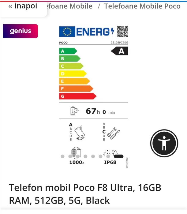Poco F8 Ultra Black 16GB  Ram  512GB