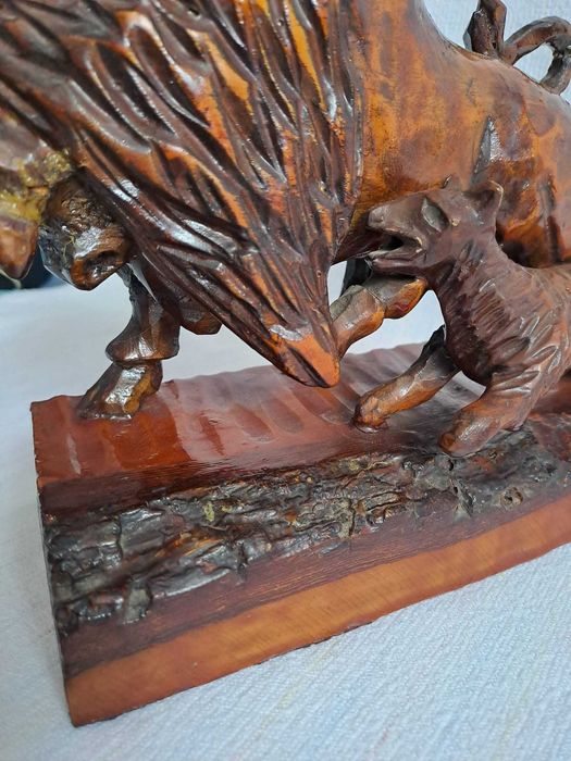 taur lemn bizon lemn statueta lemn