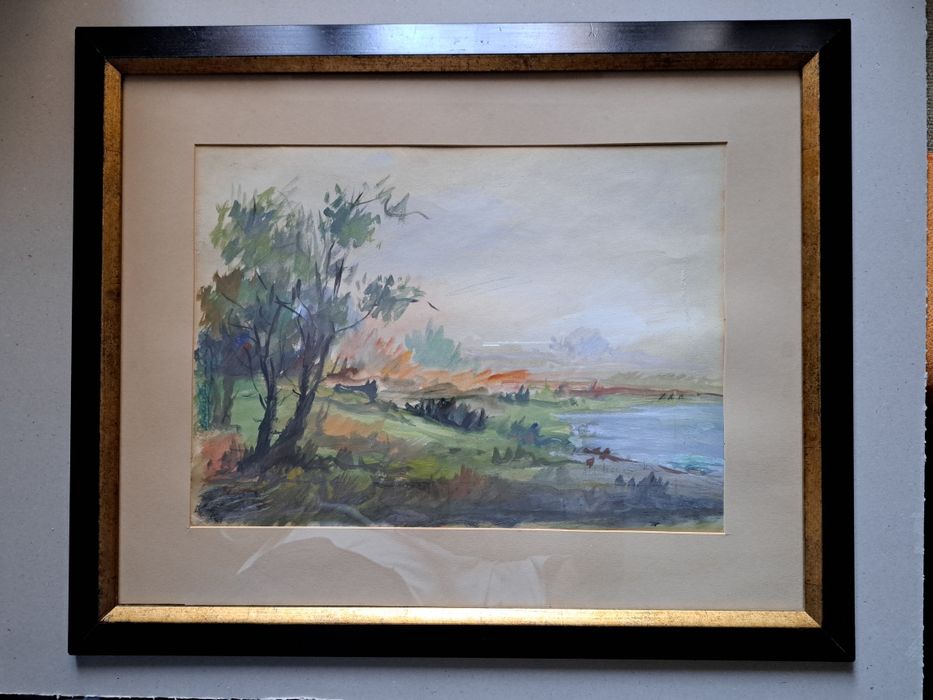 Pictură,tempera,"Lac Băneasa",İlie Ardeleanu(n.1926 -d.1997)
