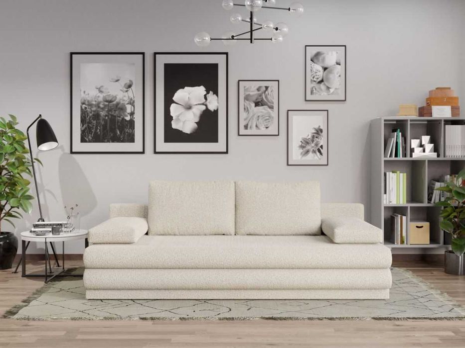Canapea Extensibila Sensi plusata aspect lana alba - Transport Gratuit