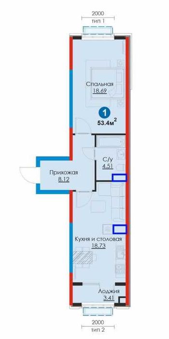 Янги Узбекистон! 2-комн 53 м², скидка 30%, сданный комплекс, ипотека М