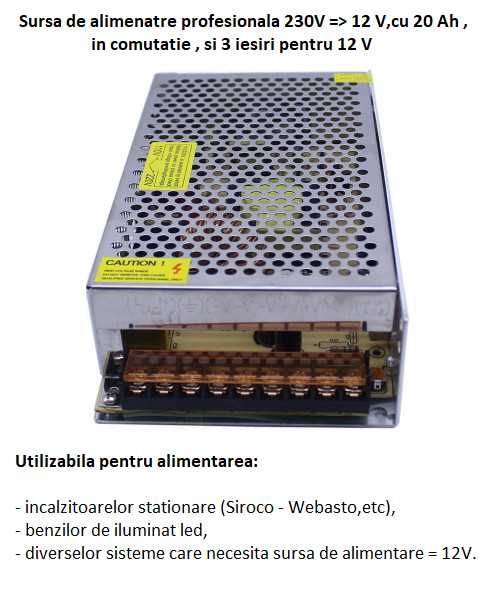 Sursa profesionala de tensiune/alimentare - in comutatie 12 V, 20 A
