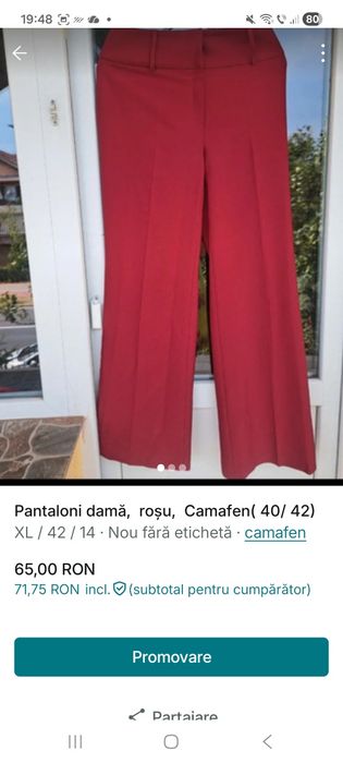Pantaloni damă de primăvară,  roșu,  Camden( 40/42)