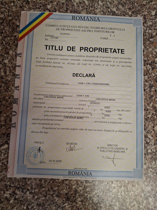Vand Teren Agricol Comuna Crevedia Mare