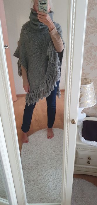 Новое теплое пончо