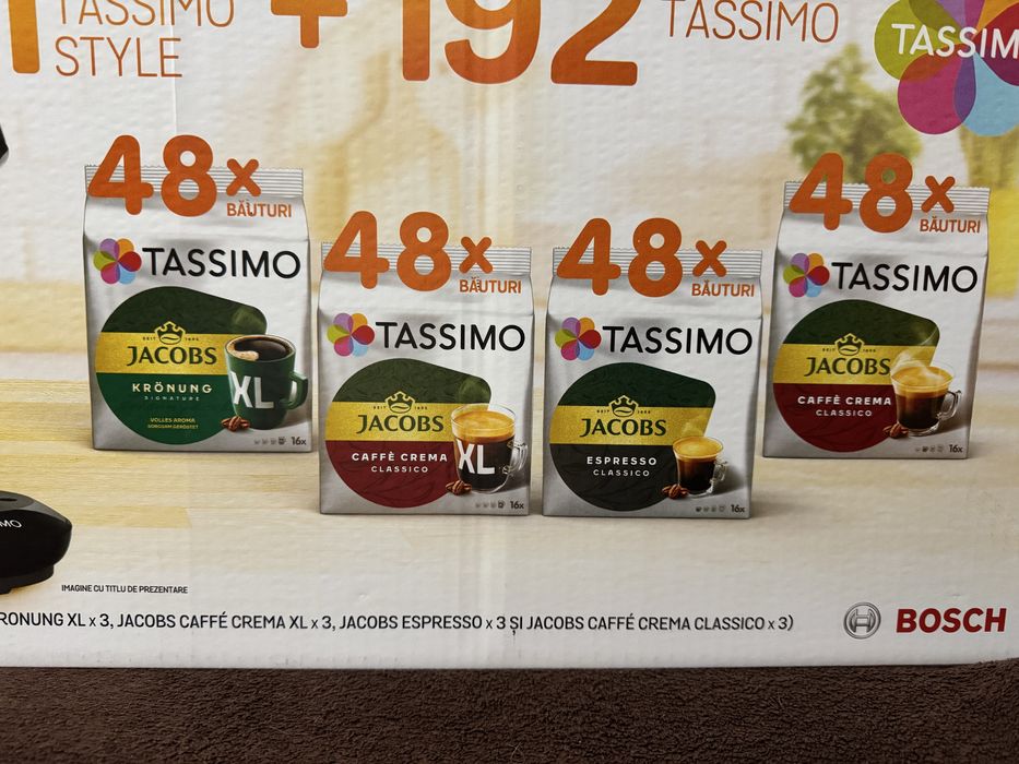 Espressor capsule Bosch Tassimo Style si 12 cutii de capsule