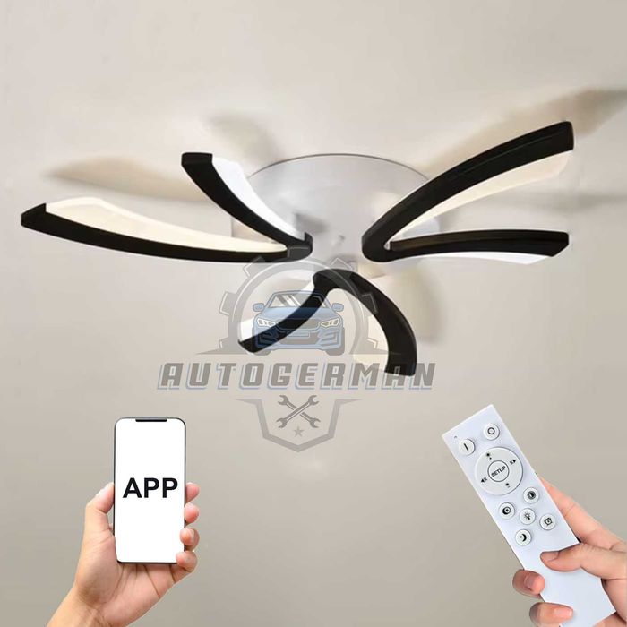 Таванна лампа 30W абажур черна дизайн с LED 3-степенна димируема