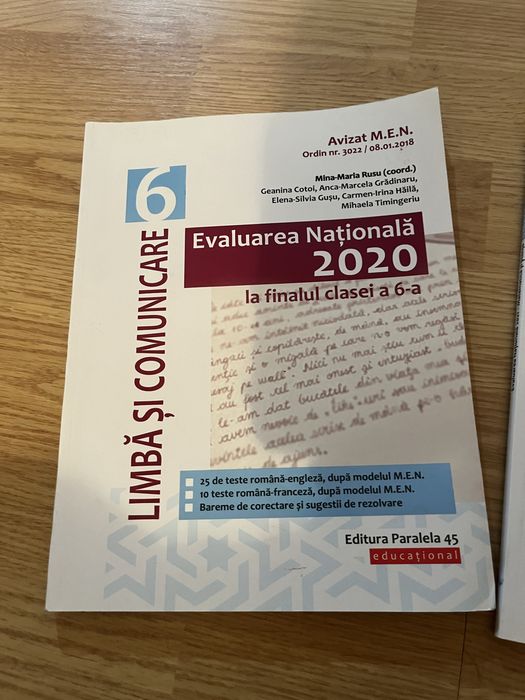 Set de carti evaluare nationala clasa a6a mate+romana