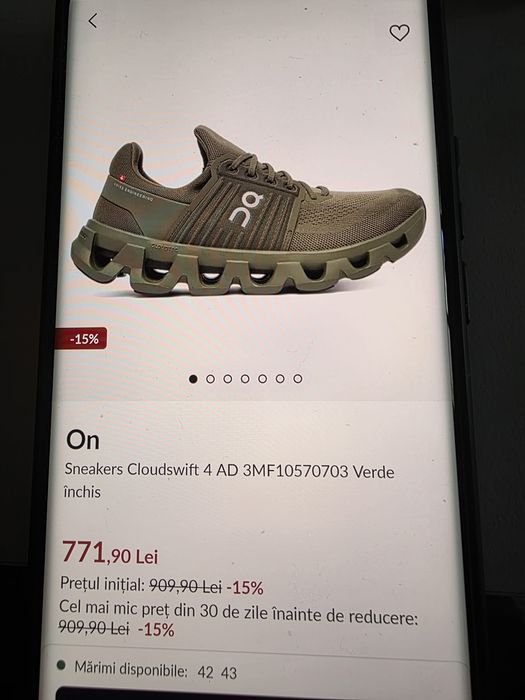 Adidași On cloud swift4 runner cu speedboard.