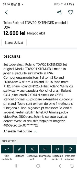 Set tobe electronice Roland TD 10,TD11 ,TD20,TD 20 si Yamaha