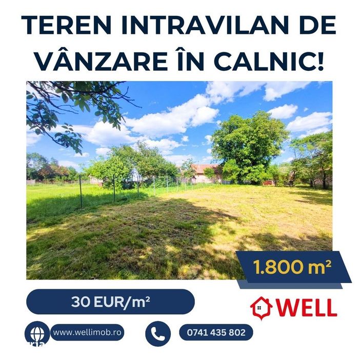 Teren intravilan de vânzare în Calnic!
