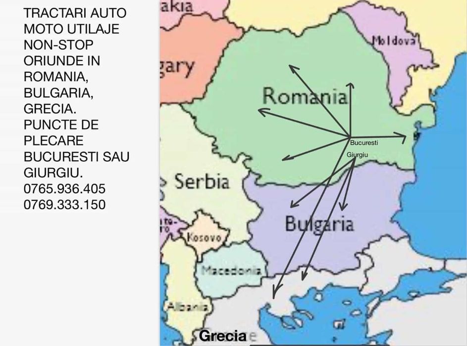 Tractari Auto Giurgiu Transport Platforma Non Stop România,Bulgaria,GR