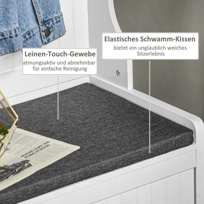 HOMCOM Закачалка за палта с куки, Гардероб с пейка за обувки