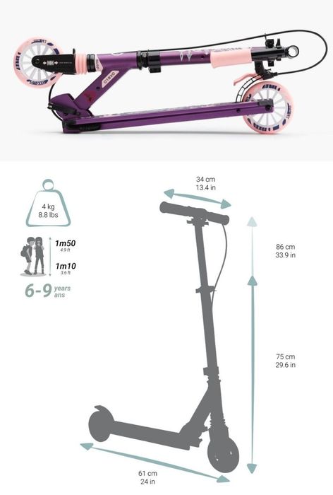 Trotineta Oxelo MID 5 Violet - Decathlon | Copii