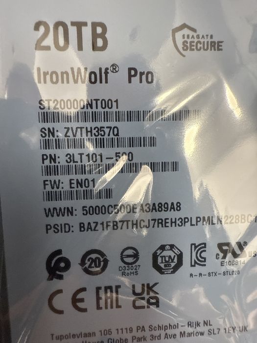 Hdd Seagate ironwolf pro 20tb nas 7200rpm 256mb cache sata iii 3.5”