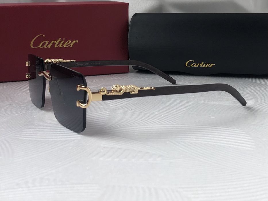 Дамски слънчеви очила дървени дръжки с пантера 5 цвята