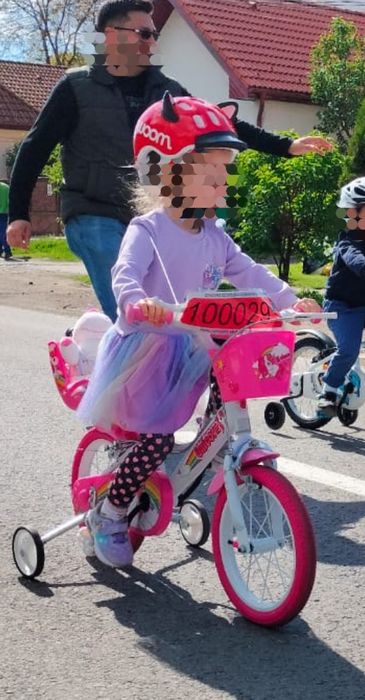 Bicicleta copii fete 14” Unicorn cu roti ajutatoare