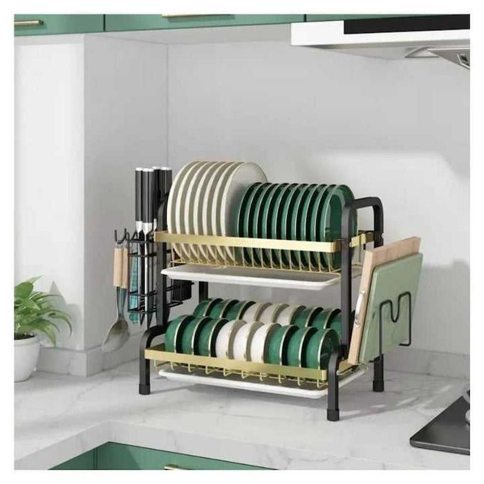 Карбонов сушилник за чинии /съдове/Черен Въглеродна стомана 2-етажен