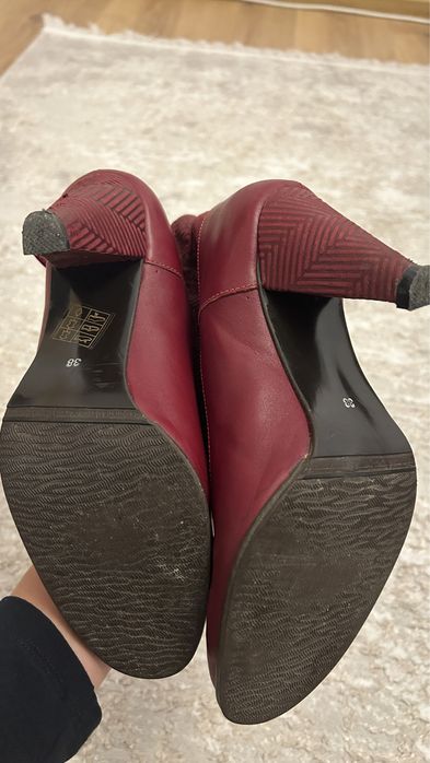 Botine bordo piele naturala