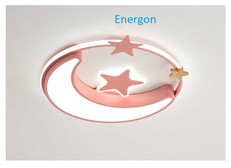 Луксозна LED лампа за ДЕТСКА СТАЯ висок клас плафон Луна – Розова