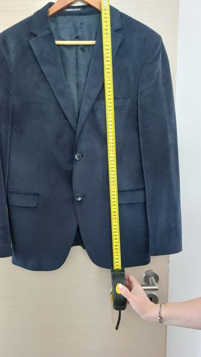 Sacou catifea culoare albastra