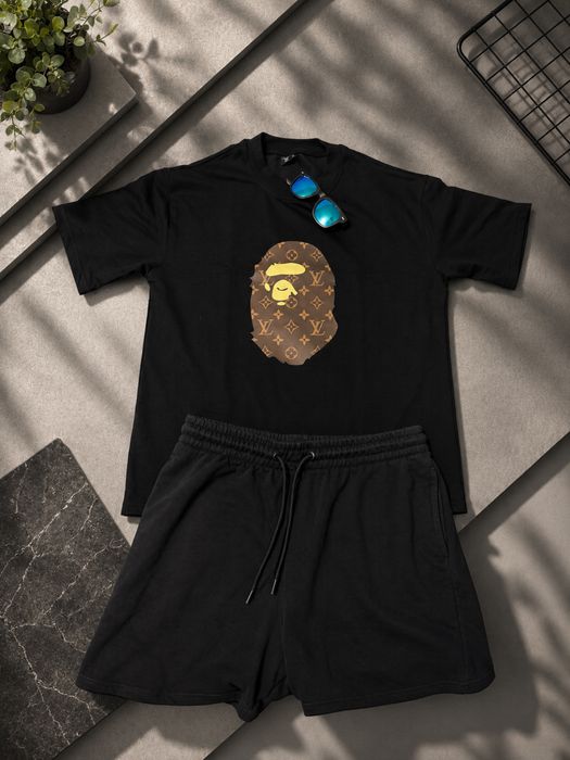 Черна тениска BAPE x LV Style – Premium качество – Нова