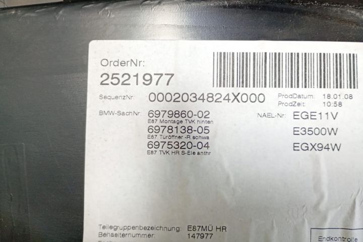 Panou  interior usa stanga spate 697986002 BMW Seria 1 E87