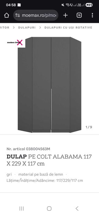 Vand dulap de colt Momax