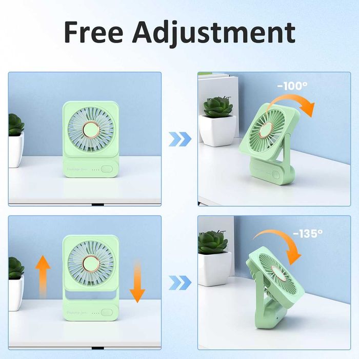 Ajgvq Настолен, мини, USB вентилатор с живот на батерията 12 часа