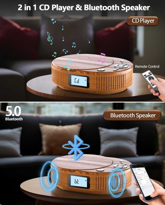 Преносим CD плейър и Bluetooth високоговорител