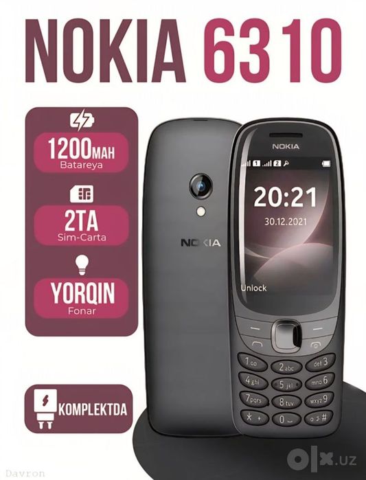 Nokia 5310,6300, 6310, 150, Knopkali liguwkali telefonla sotuvda.YENGI