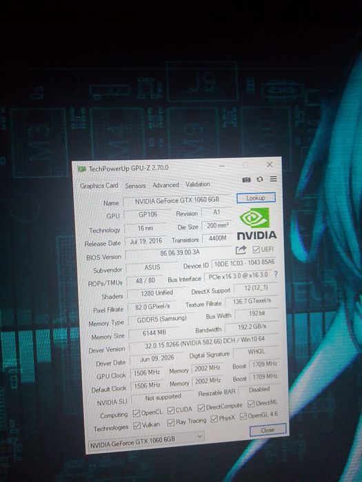 видеокарта gtx 1060 6gb asus
