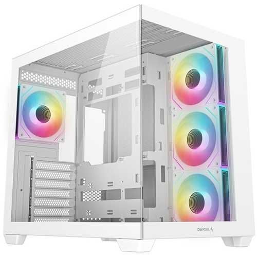 Carcasă Gaming DeepCool CG530 4F White ARGB Panoramică | 4 Ventilatoare PWM | USB-C | Garanție 24 Luni