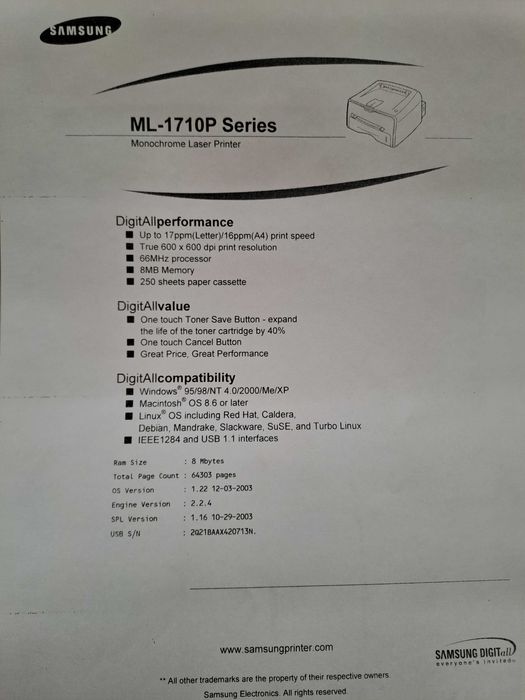 Принтер Samsung ML-1710p