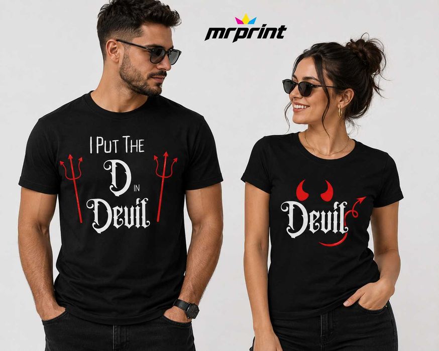 Тениски за двойки Devil Mode – мъжка и дамска тениска