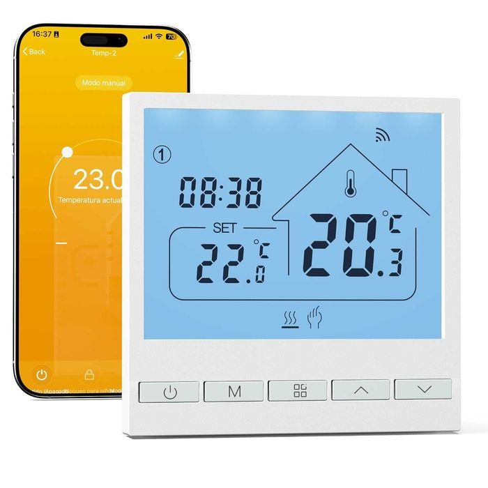 Termostat inteligent Beok, TOL47WIFI-WPB, alb