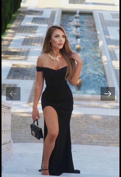 Черна вечерна дълга рокля