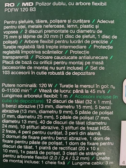 Polizor dublu parkside cu arbore flexibil