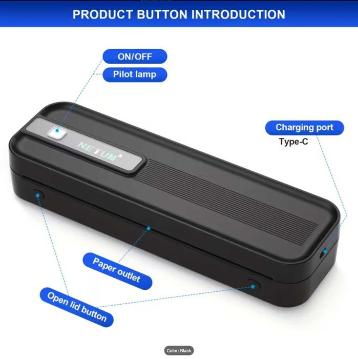 Преносим термален принтер NETUM – без мастило