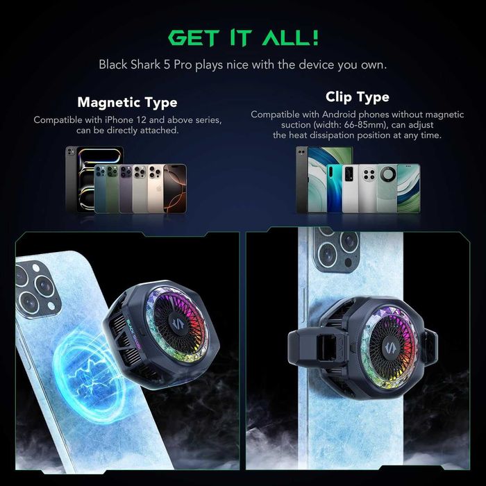 Cooler Telefon Black Shark Magnetic 5 Pro 35W RGB MagSafe Gaming