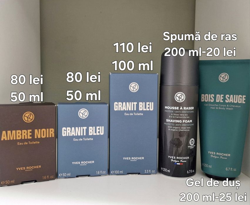 Granit Bleu/Ambre Noir/Bois de Sauge/spuma ras Yves Rocher