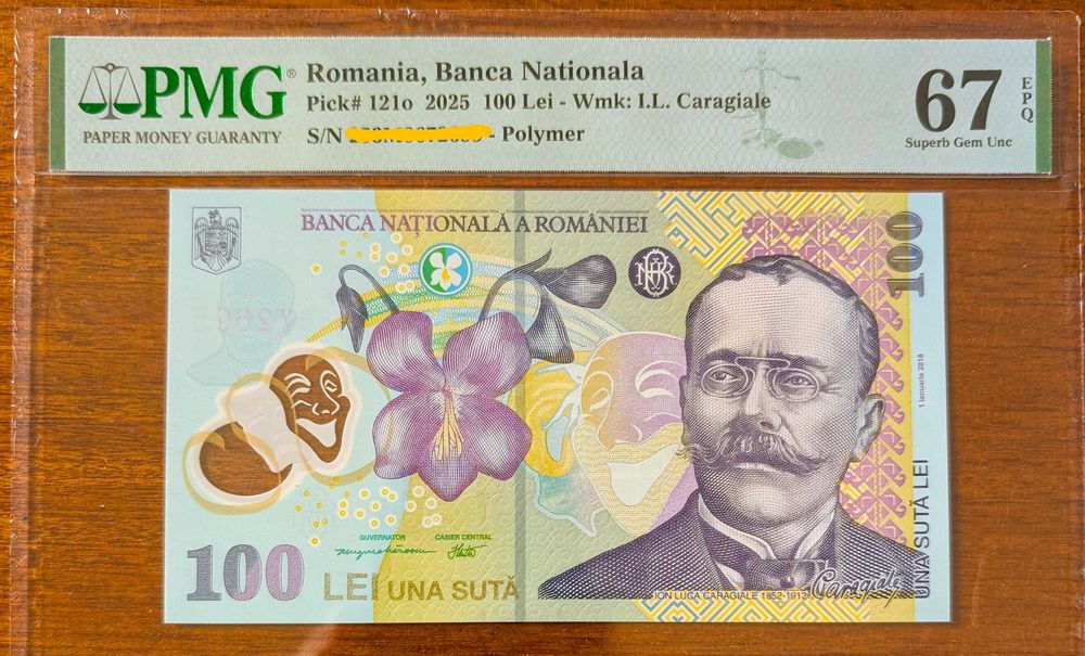Bancnota numismatica 100 lei 2025 gradata