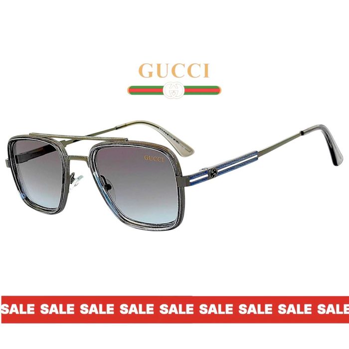 Gucci Square 2026 мъжки слънчеви очила с метална рамка UV400 Защита